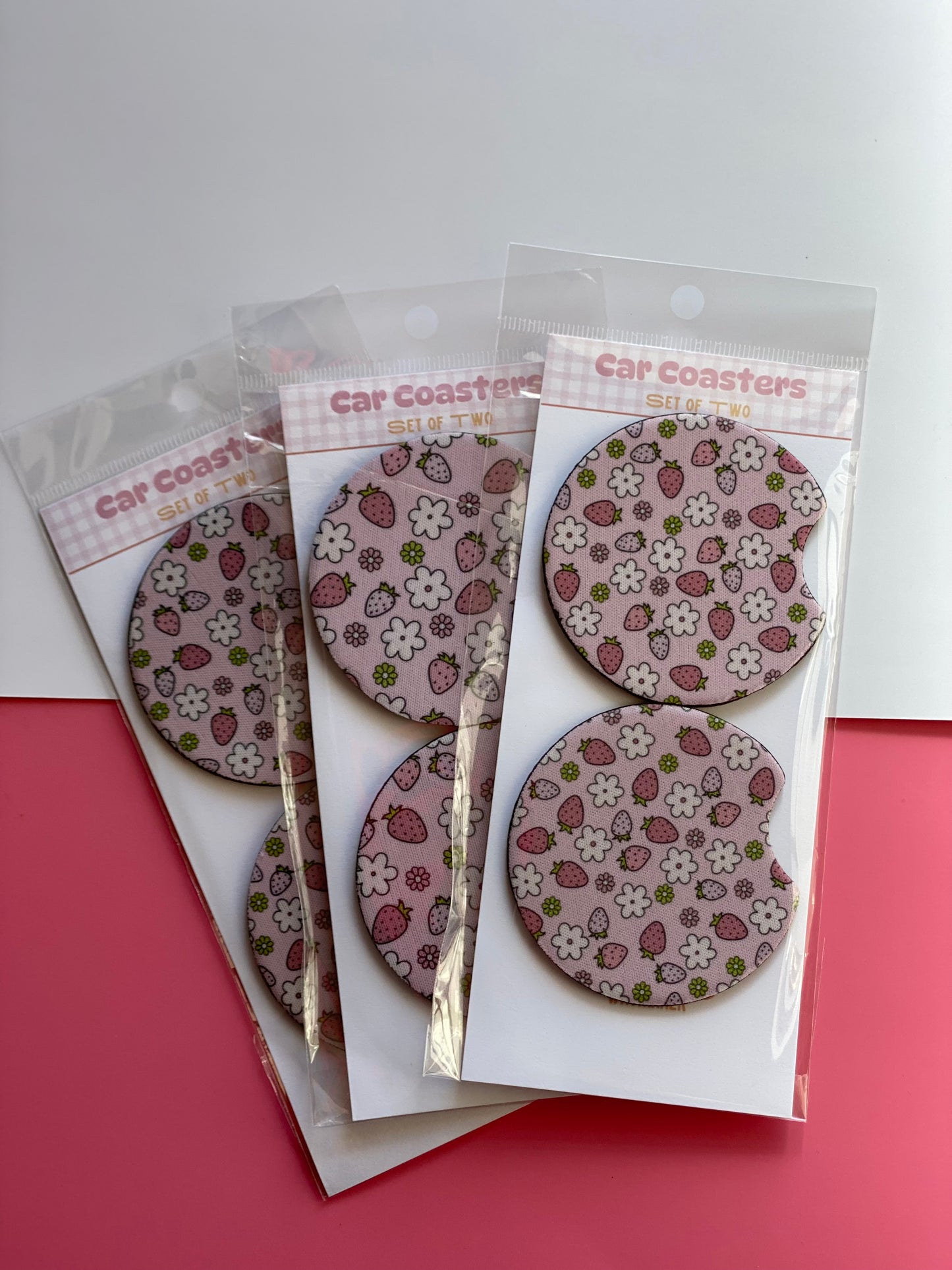Strawberry Car Coaster Set