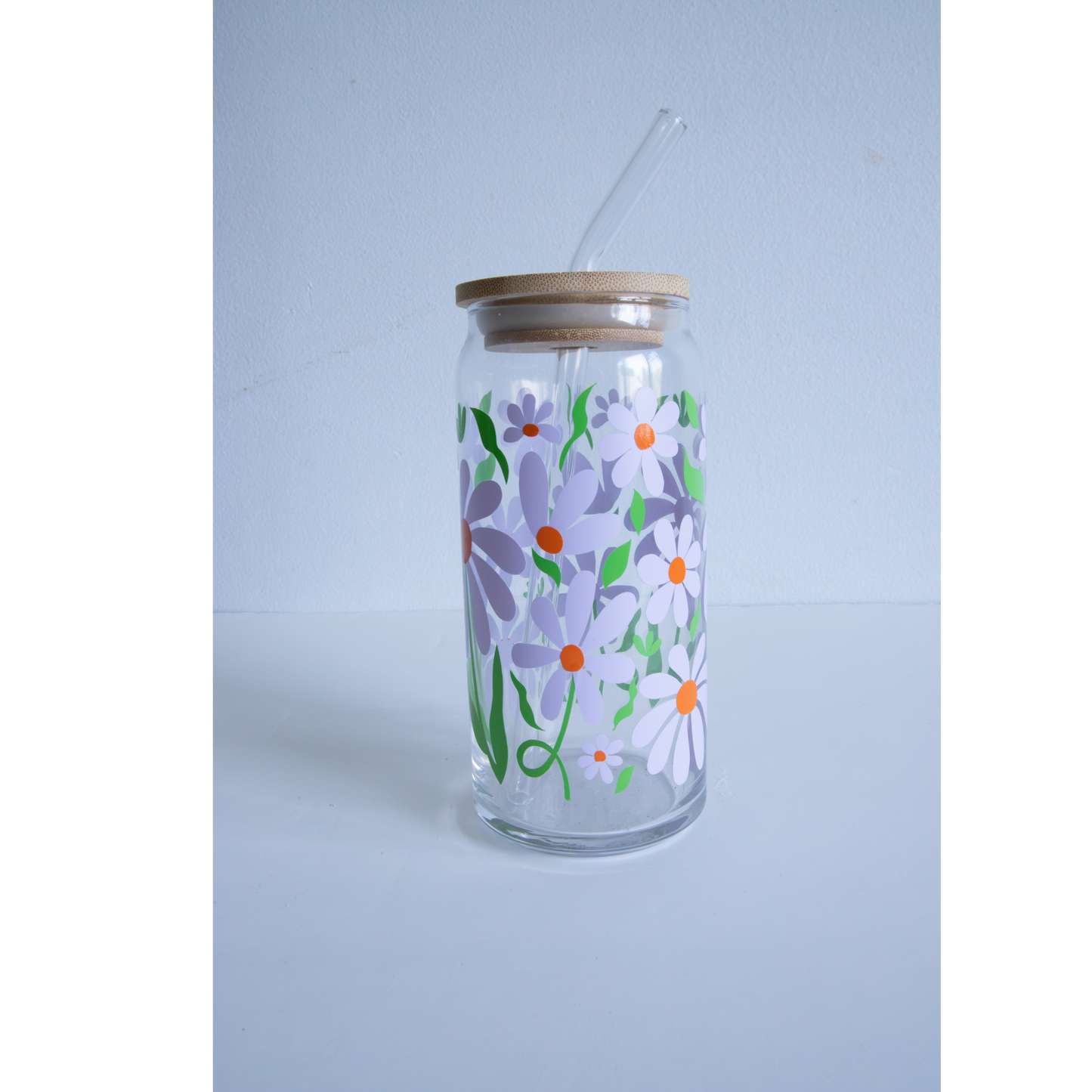 Purple Flower Glass Cup