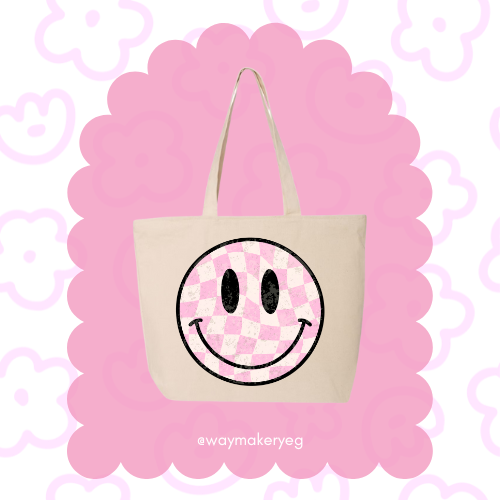 Checker Smiley Tote