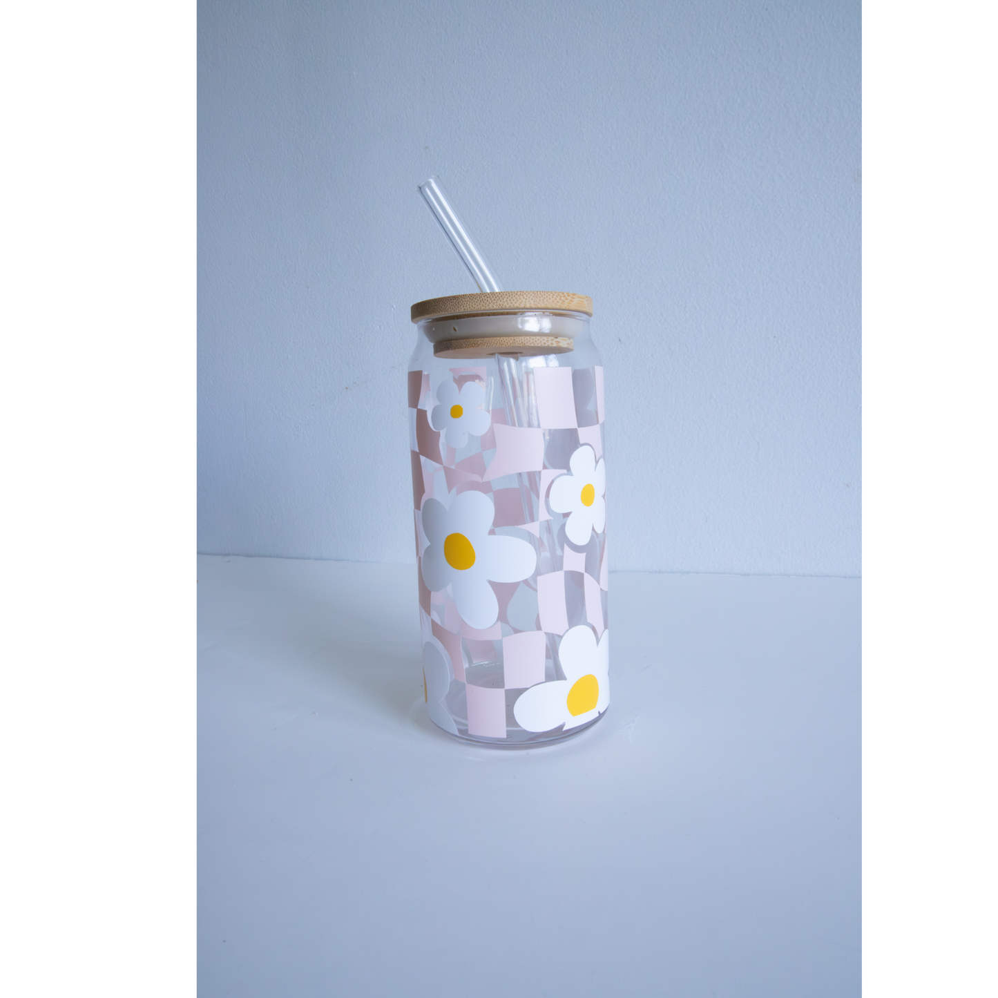 Checkered Glass Cup