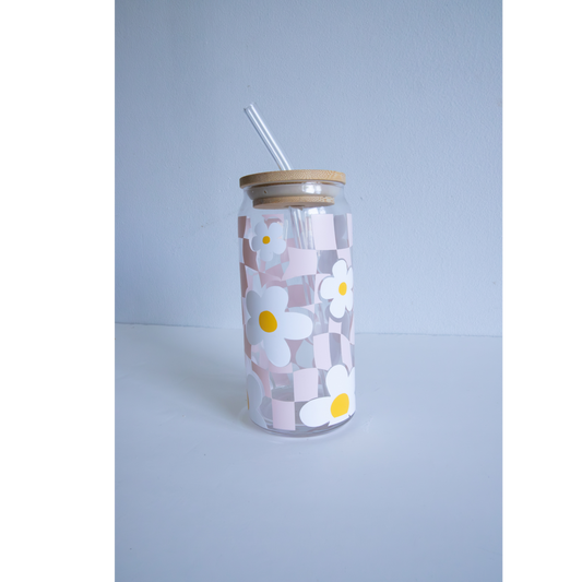 Checkered Glass Cup