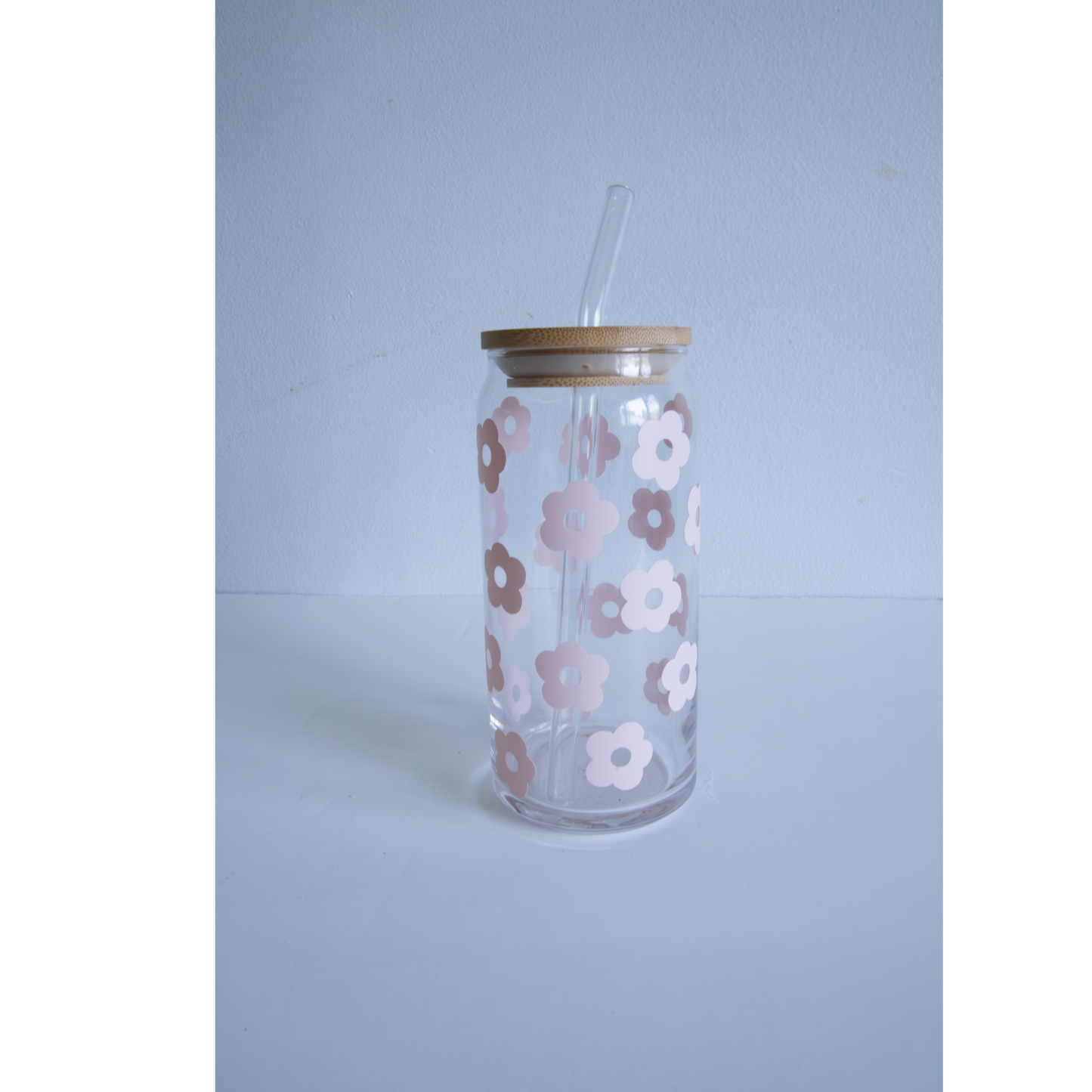 Pink Daisy Glass Cup