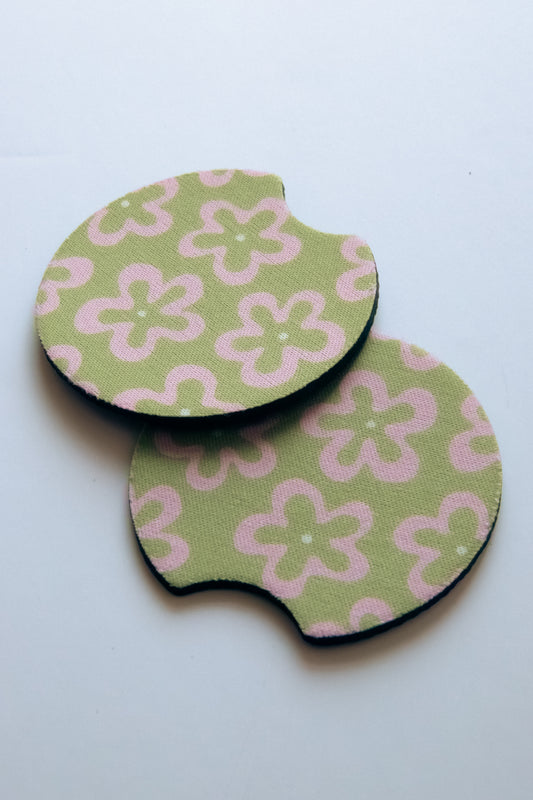 Pink Flowers Car Coaster