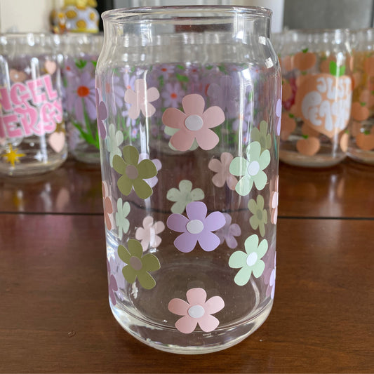 Spring Daisy Glass Cup